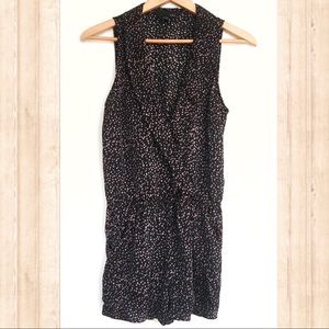Forever 21 v-neck black and tan polka dot romper